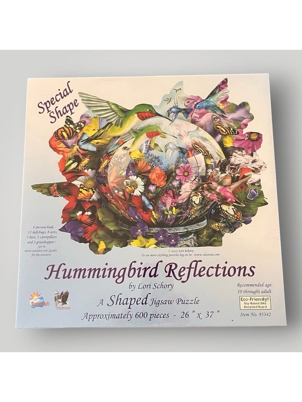 Puzzle, Hummingbird Reflections, Special Shape 600 Pieces 26"X37" Factory Sealed